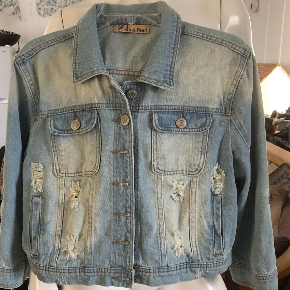 Denim jacket, distressed